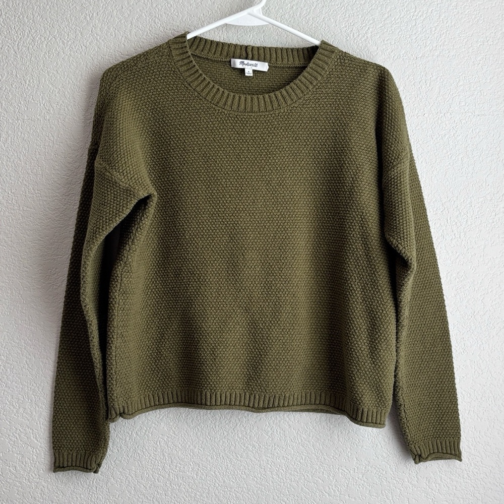 Madewell Olive Green Knit Crewneck Sweater